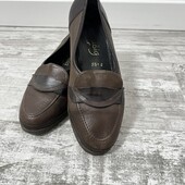 Мягкие кожаные коричневые туфли на небольшой танкетке 25 см