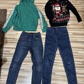 Комплект одягу 8-9 років 128-134 новорічний светр джинси