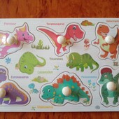 Деревянная рамка- вкладыш Динозаврики.