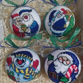 Набір вишитих новорічних іграшок