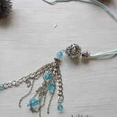 Намисто сріблясто блакитне з підвіскою