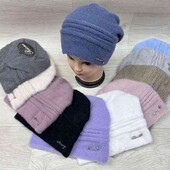 Красивая ангоровая шапка на флисе с защипом. Цвет серый в наличии