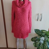 Тёплое,малиновое платье травка