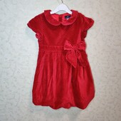 Велюрова червона сукня в горошок (3-4 роки)