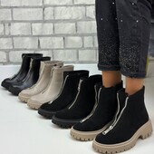 Ботинки натуральная кожа, замша черный, бежевый