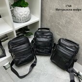 Чоловіча сумка натуральна шкіра чорна на плече