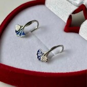 Серебряные серьги с синей эмалью