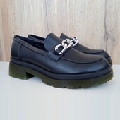 Нові жіночі лофери, чорні демі туфлі на масивній підошві платформі, весна осінь, р. 41