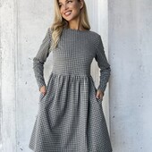 Кашемірова тепленька сукня в принт з кишньками р. 42