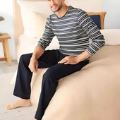 Арт.1081 піжама чоловіча/комплект для дому лонгслів + штани(фланель) livergy євро розмір S 44/46.