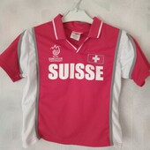 Спортивна футболка-поло збірної Швейцарії по футболу на хлопчика ріст 122