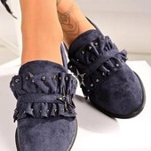 Женские замшевые туфли Люферы Horoso -декор.