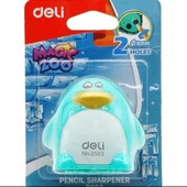 точилка для карандашей Penguin Deli в форме бирюзового пингвина двухсторонняя с контейнером