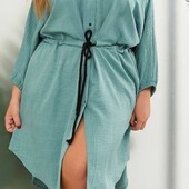 Батал Шикарнейшее платье рубашка хлопок плюс лён