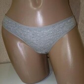 Жіночі бавовняні стрінги сірого кольору хs, s, м. женские трусы 5393