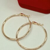 Шикарные серьги кольца Конго. Позолота 585 пробы 18К. Диаметр 4 см.