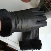 Распродажа! Теплющие кожаные стильные перчатки на меху . Большой размер!