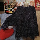❤️Брендовый натуральный черный травка весь с люрексом серебра свитер новый❤️Турция.Пог.152-220см.