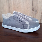 Нові утеплені кеди, сірі жіночі кросівки з хутром, зима демісезон, р. 37