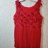 Червона сукня з трояндами та плісерованою спідничкою (3-4 роки)