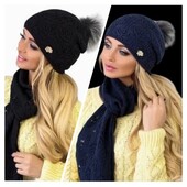 Симпатичный комплект (шапка + шарф), альпака/меринос.2 расцветки в наличии