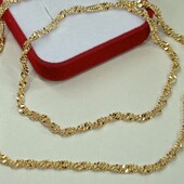 Очень красивая цепочка 50 см, плетение французкая косичка. Позолота 585 пробы 18К.