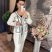 Женский вязаный брючный костюм