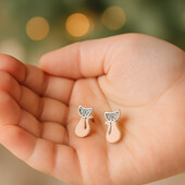 Сережки котики комбінація золота і срібла