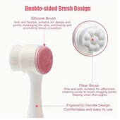 Ніжна двостороння щітка для очищення обличчя-силіконові та м'які щетинки для глибокого ексфоліації