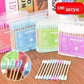 100 шт. бавовняних паличок з подвійною головкою.Ватні палички для очищення носа та вух.В лоті одні