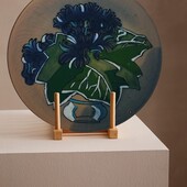 антикварная интерьерная тарелка Лксф Пионы в вазе СССР диаметр 43 см