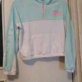 Primark 158см стильний світшот кроп бірюзовий