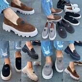 36-41 рр сліпони, лофери на платформі натуральна замша білий, чорний, коричневий, капучино, рудий