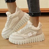 Жіночі теплі зимові снігові черевики на шнурівці з товстою підошвою