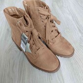 Primark брендовые деми ботиночки экозамша цвет рыжий размер 36