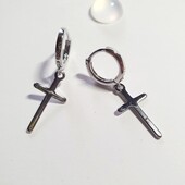 Серебряные круглые серьги с крестиками Проба 925