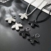 Чорна або біла підвіска голуб, птаха, пташка, горлиця, на довгому шнурку, мотузці, чокер