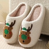 Новогодние Рождественские Домашние комнатные тапочки стелька 25,5