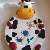 Тарілка настінна весела корівка