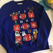 тёплый свитшот C&A, реглан новогодний принт p.170-176см