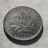 Монета Франції 1 франк 1977