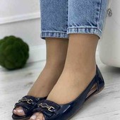 Женские модные балетки темно-синие