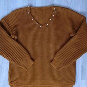 женский вязаный свитерок цвет терракотовый  размер евро 38/40