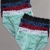 Лот-5шт.Набір однотонних мереживних трусиків XL бедра 108-115см