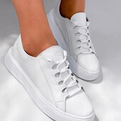 Натуральні шкіряні білі кеди