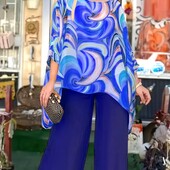 Яркий, легкий, стильный костюм с брюками , р. 5 xl, наши 60-66