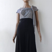 Комбіноване чорно-біле плаття з полосатим верхом 42- 46 розміри (36-40 євророзміри).