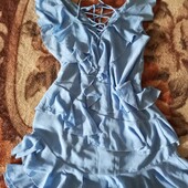 Ніжна блакитна сукня. Голубое платье. блакитне плаття. S. сарафан. платье с рюшиками. сукня з рюшик