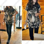 Модная женская футболка-туника Тигр