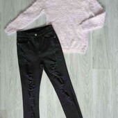 Shein + YD стильный комплект джинсы + свитерок травка на девочку рост 158 см